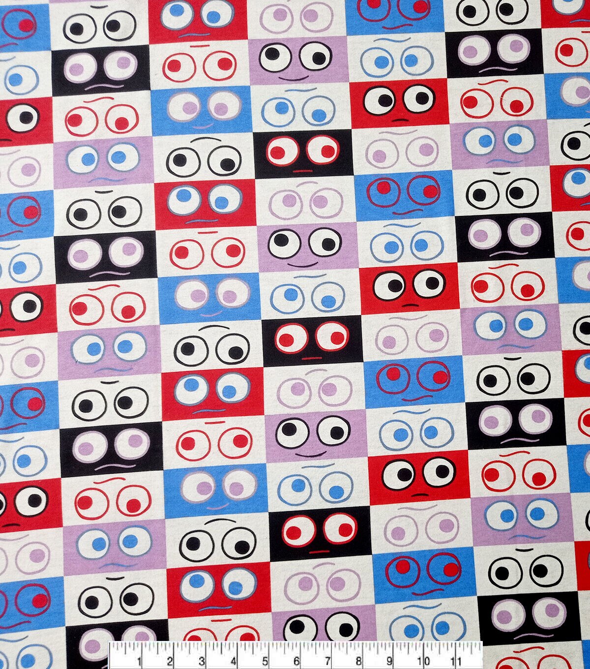 Googly Eyes on White Super Snuggle Flannel Fabric