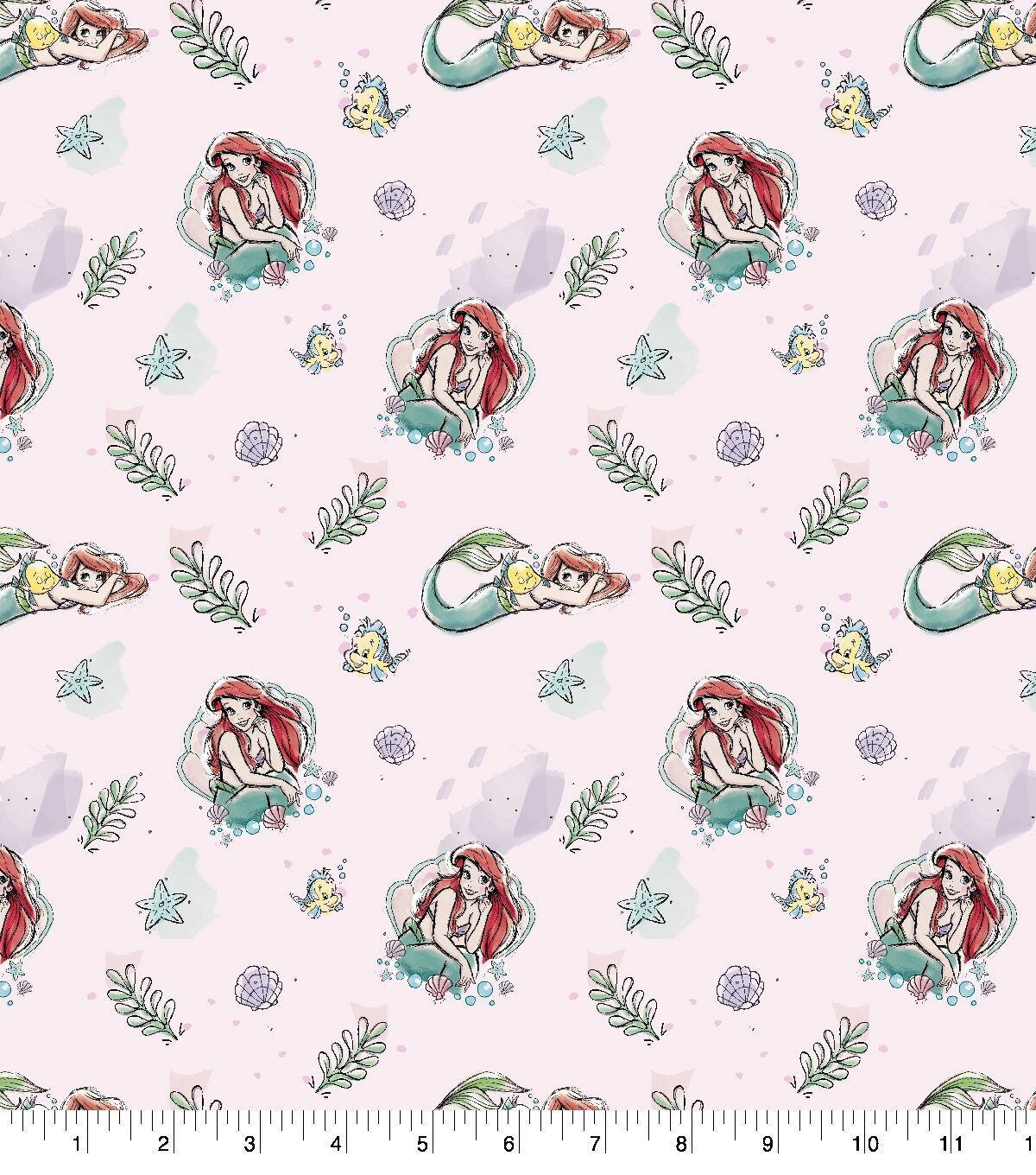 Little Mermaid Flounder Sea Cotton Fabric