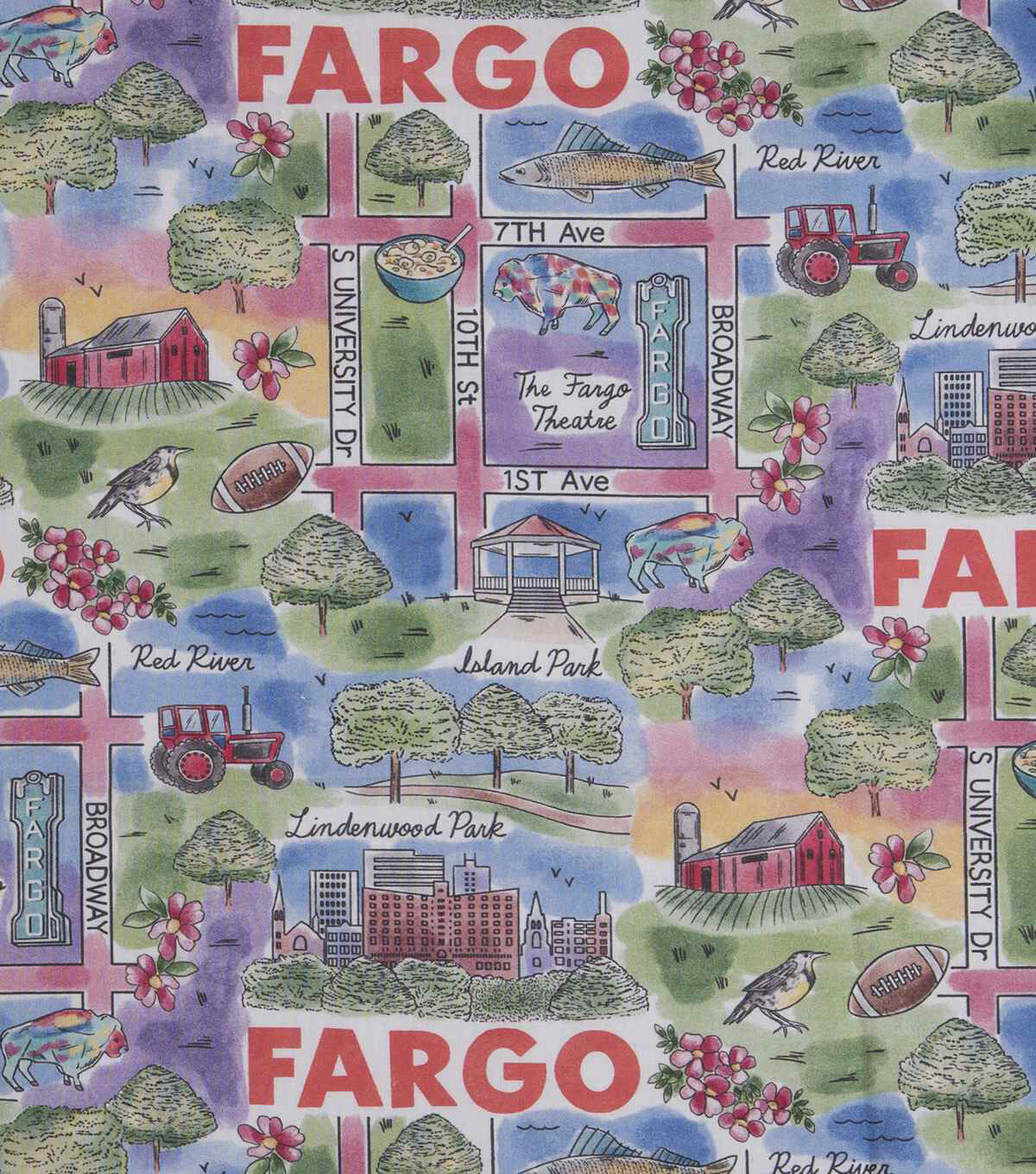 Fargo North Dakota City Pride Cotton Fabric