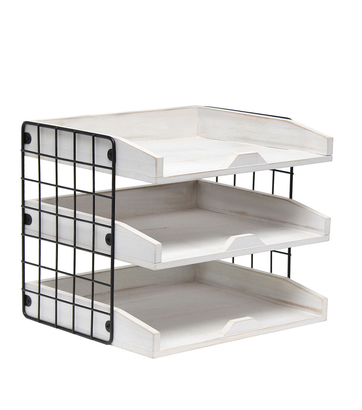 All The Rages Home Office Desk Organizer with 3 Shelves White Wash