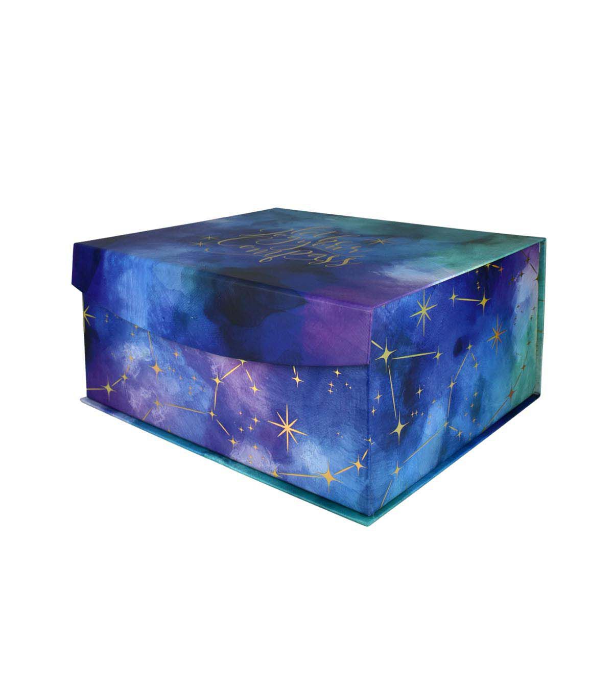 14 x 12 Blue Holographic Gold Foil Flip Top Box by Place & Time