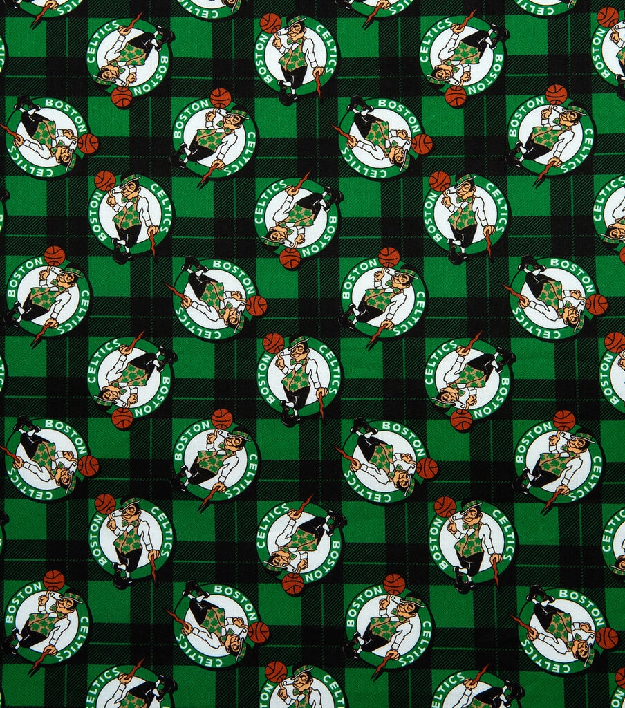 NBA Boston Celtics Plaid Logo Cotton Fabric