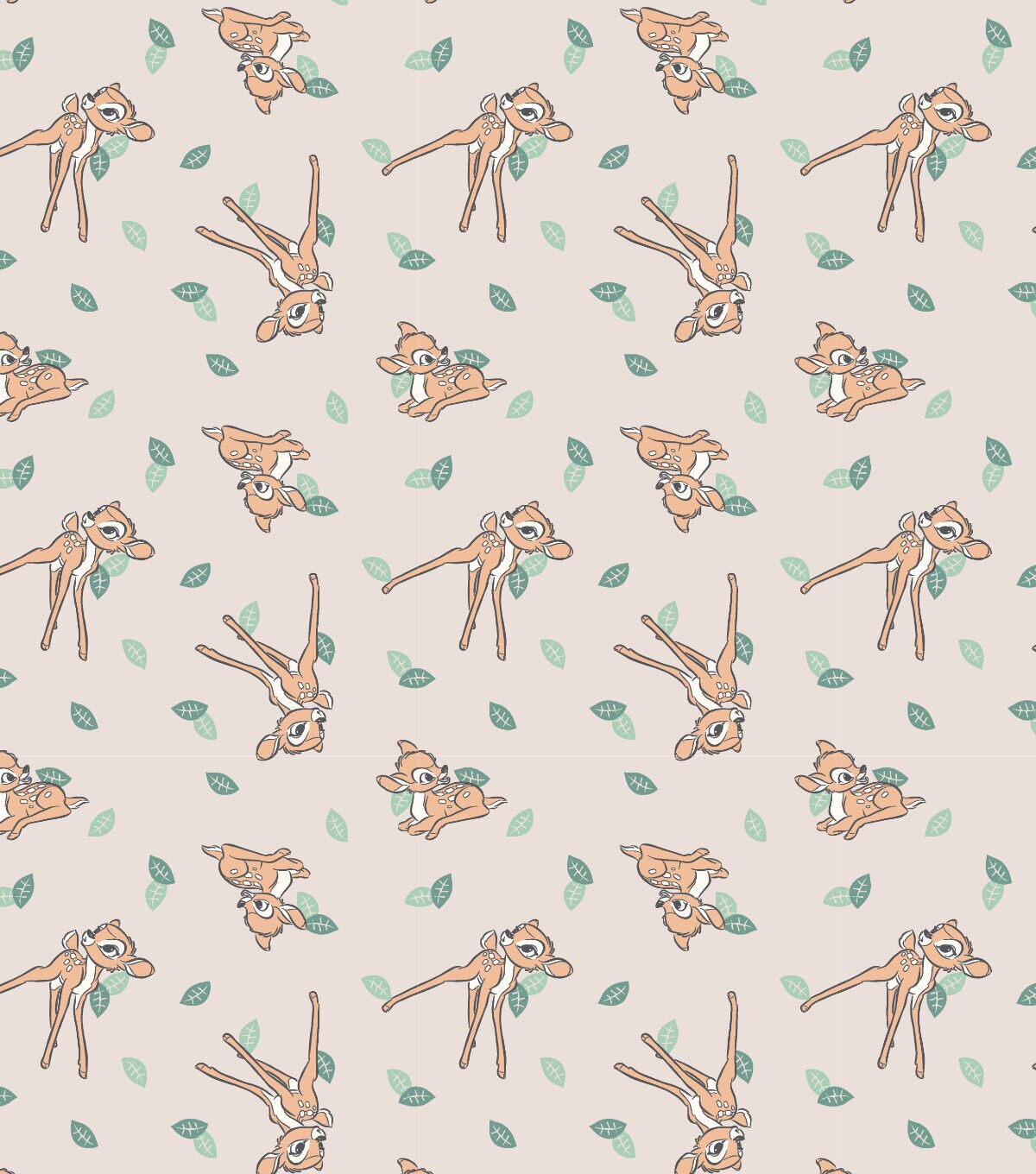 Disney Bambi & Leaves on Brown Cotton Fabric