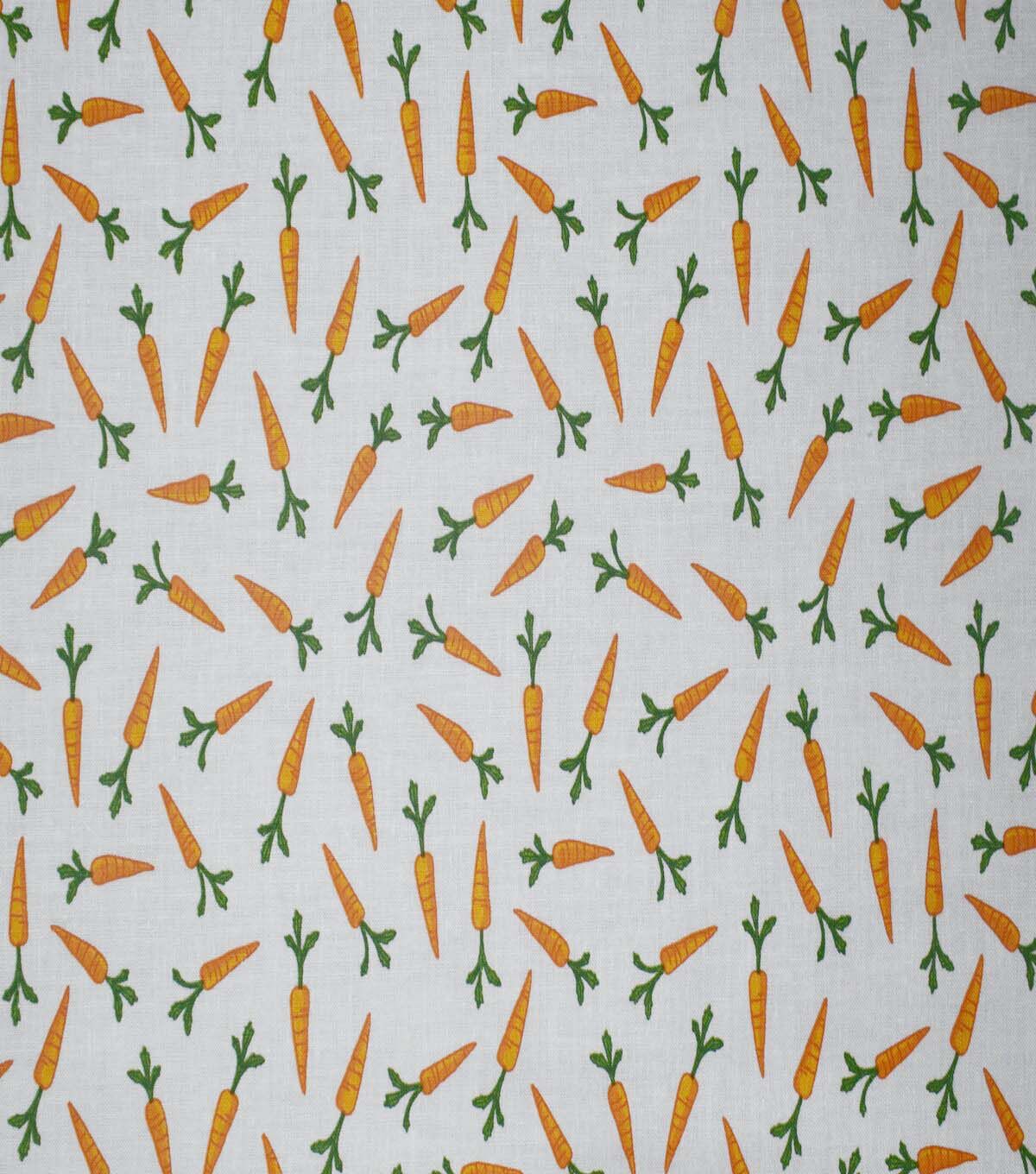 Garden Carrots on White Cotton Fabric by Quilter's Showcase