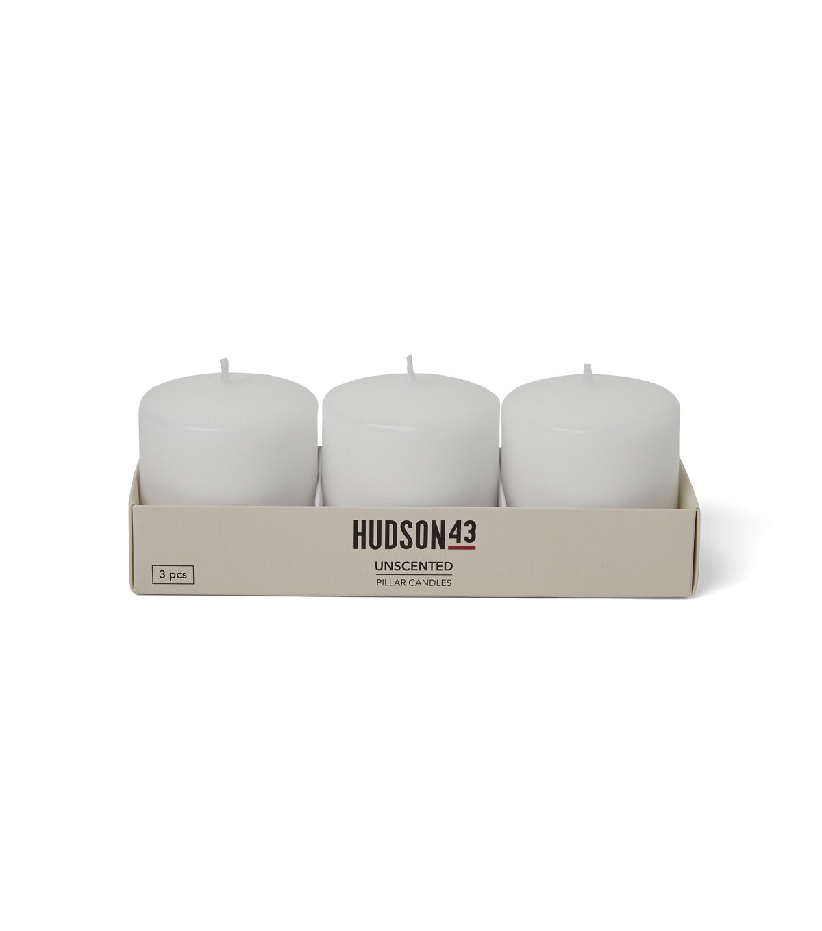 3 x 3 White Pillar Candles 3pk by Hudson 43