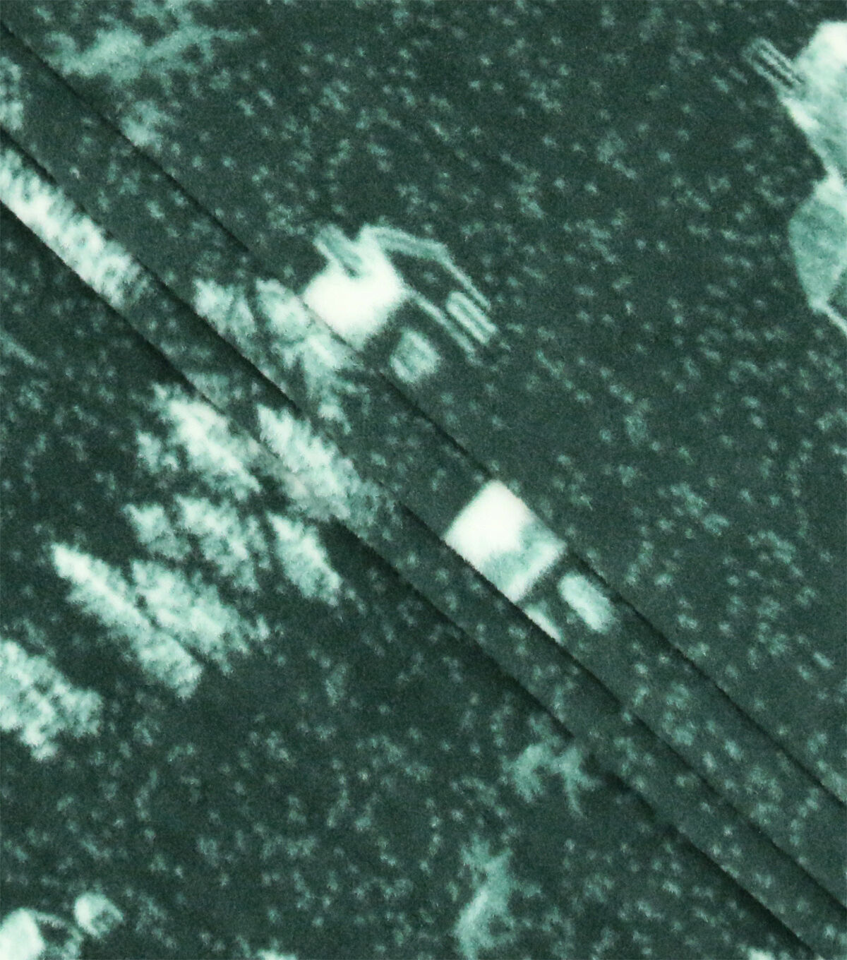 Green Home in the Forest Anti Pill Fleece Fabric