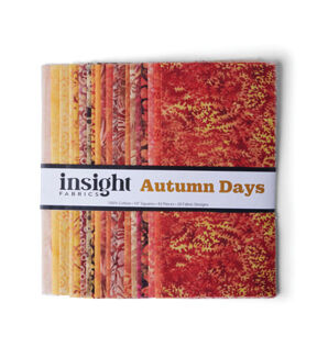 10 Square Autumn Days Batik Cotton Fabric Shape 42pc