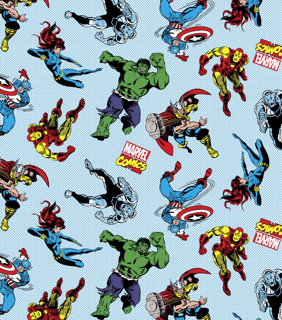 Marvel Knit Cotton Fabric Retro Action Toss