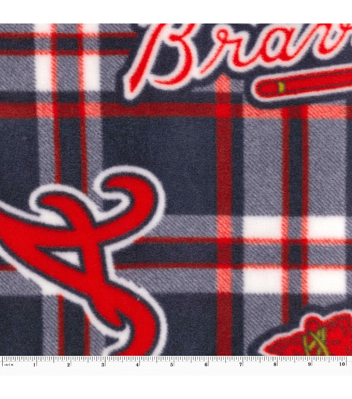 Fabric Traditions Atlanta Braves Fleece Fabric Plaid