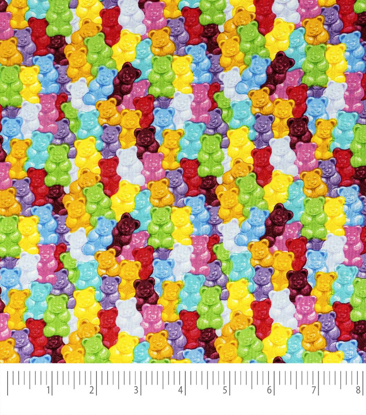 Singer Multicolor Gummy Bears Quilt Cotton Fabric