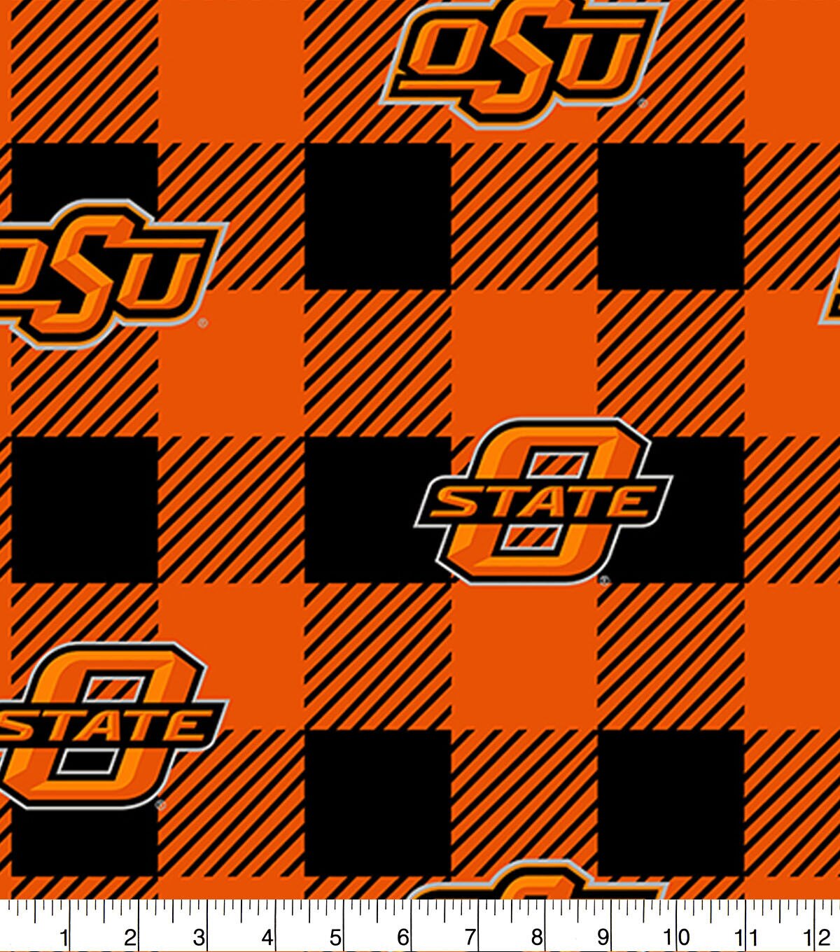 Oklahoma State Cowboys Fleece Fabric Buffalo Check