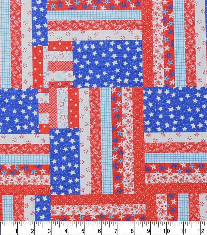 Intricate Flags Patriotic Cotton Fabric