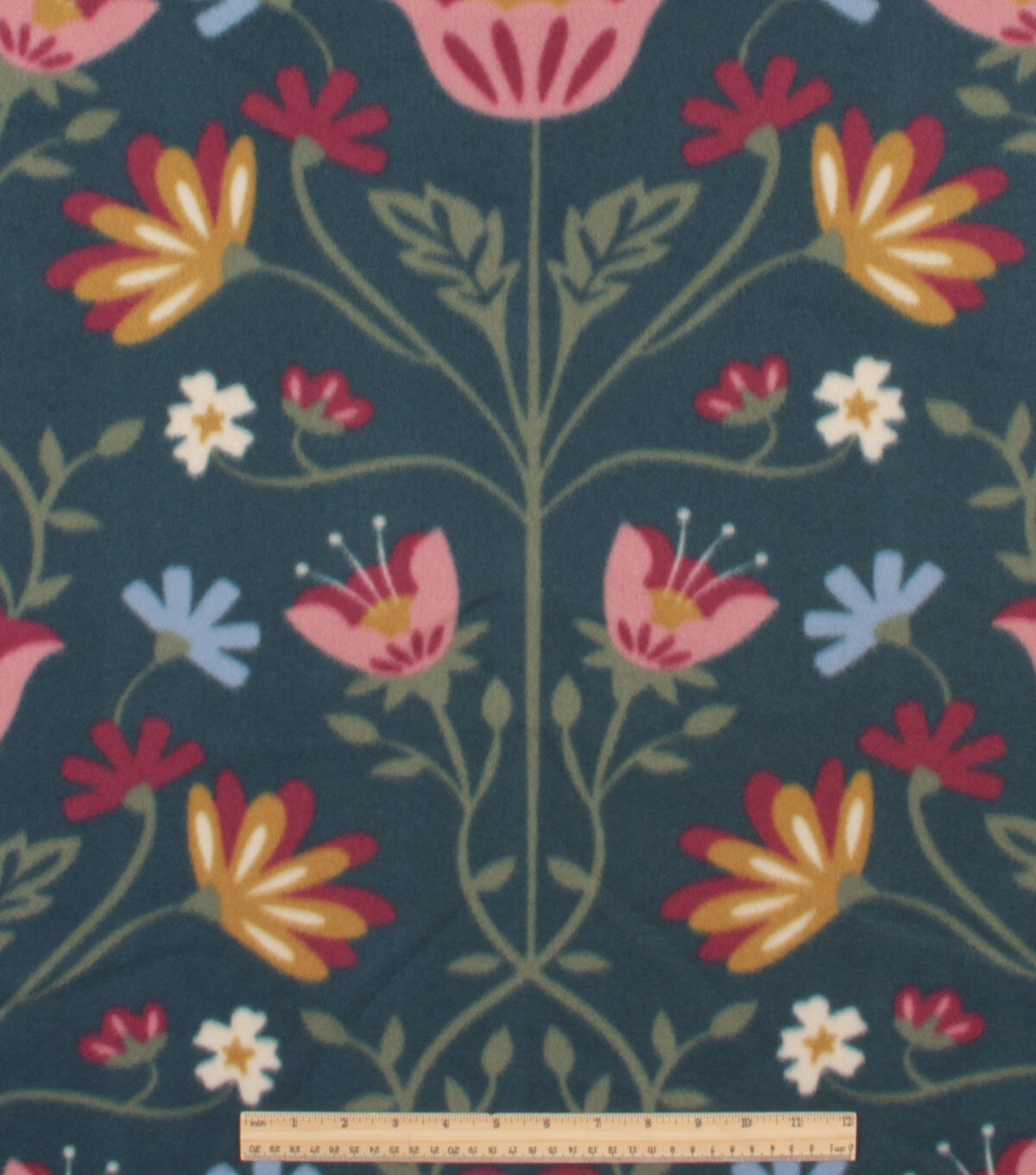 Navy Blue Large Floral Blizzard Fleece