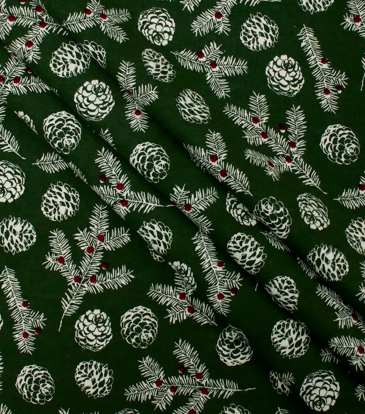 Pinecones & Pine on Green Super Snuggle Christmas Flannel Fabric