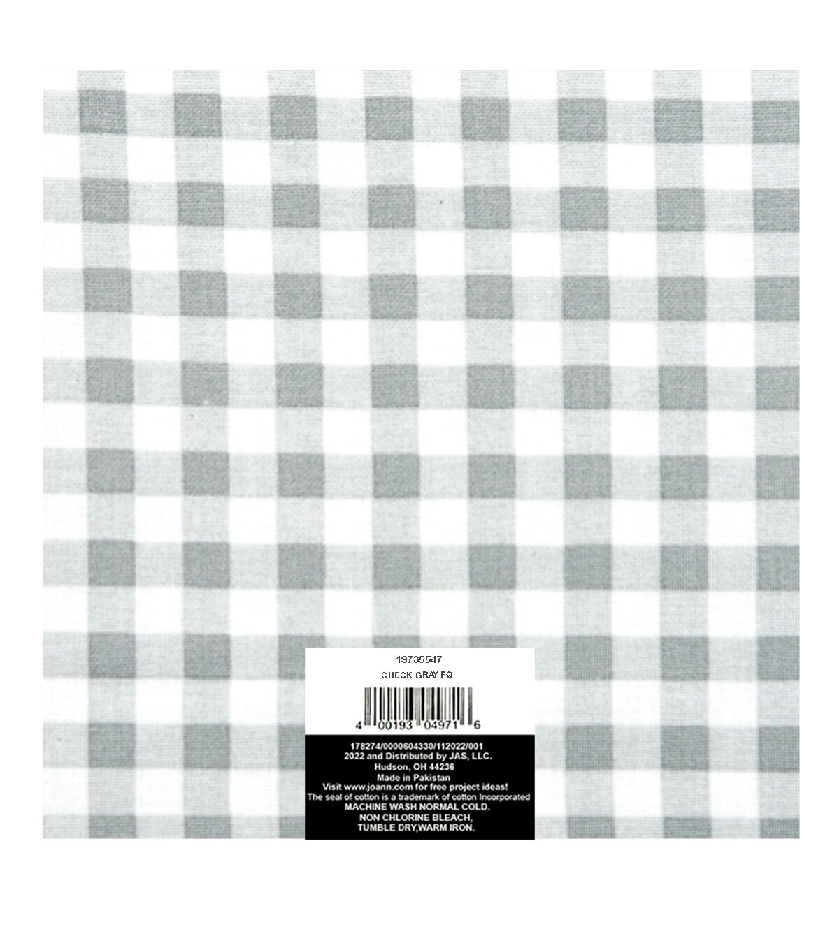 18 x 21 Gray Checkered Cotton Fabric Quarter 1pc by Keepsake Calico