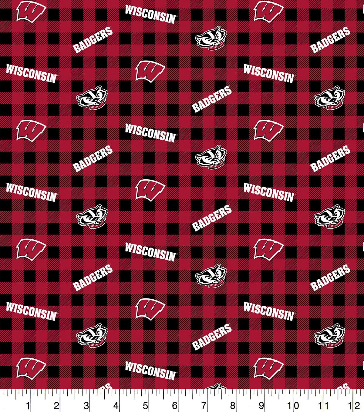Wisconsin Badgers Flannel Fabric Checks