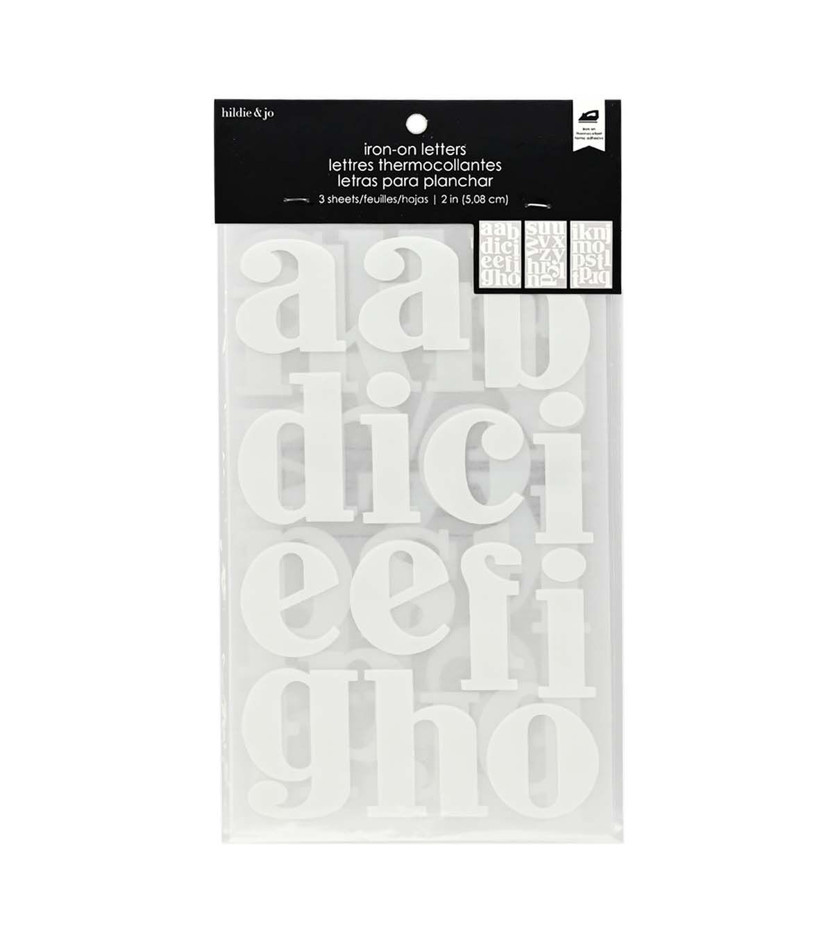 2 White Iron On Letters 3 Sheets by hildie & jo
