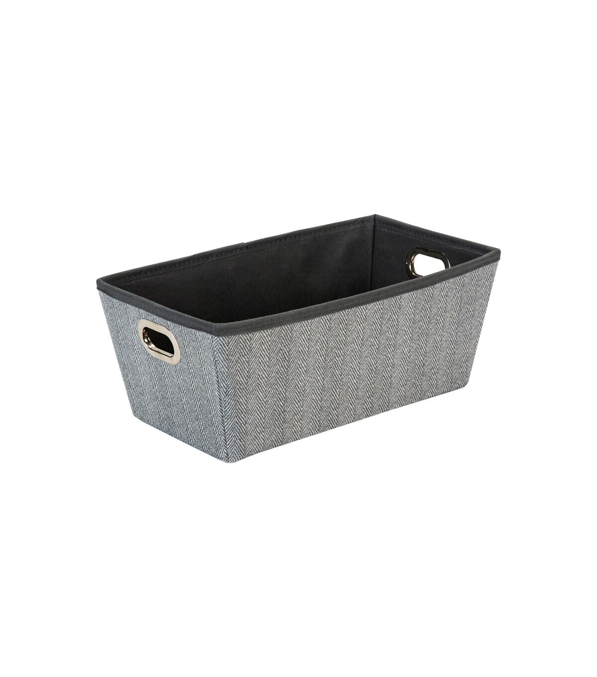 Simplify 13 x 7 Gray Herringbone Grommet Shelf Tote