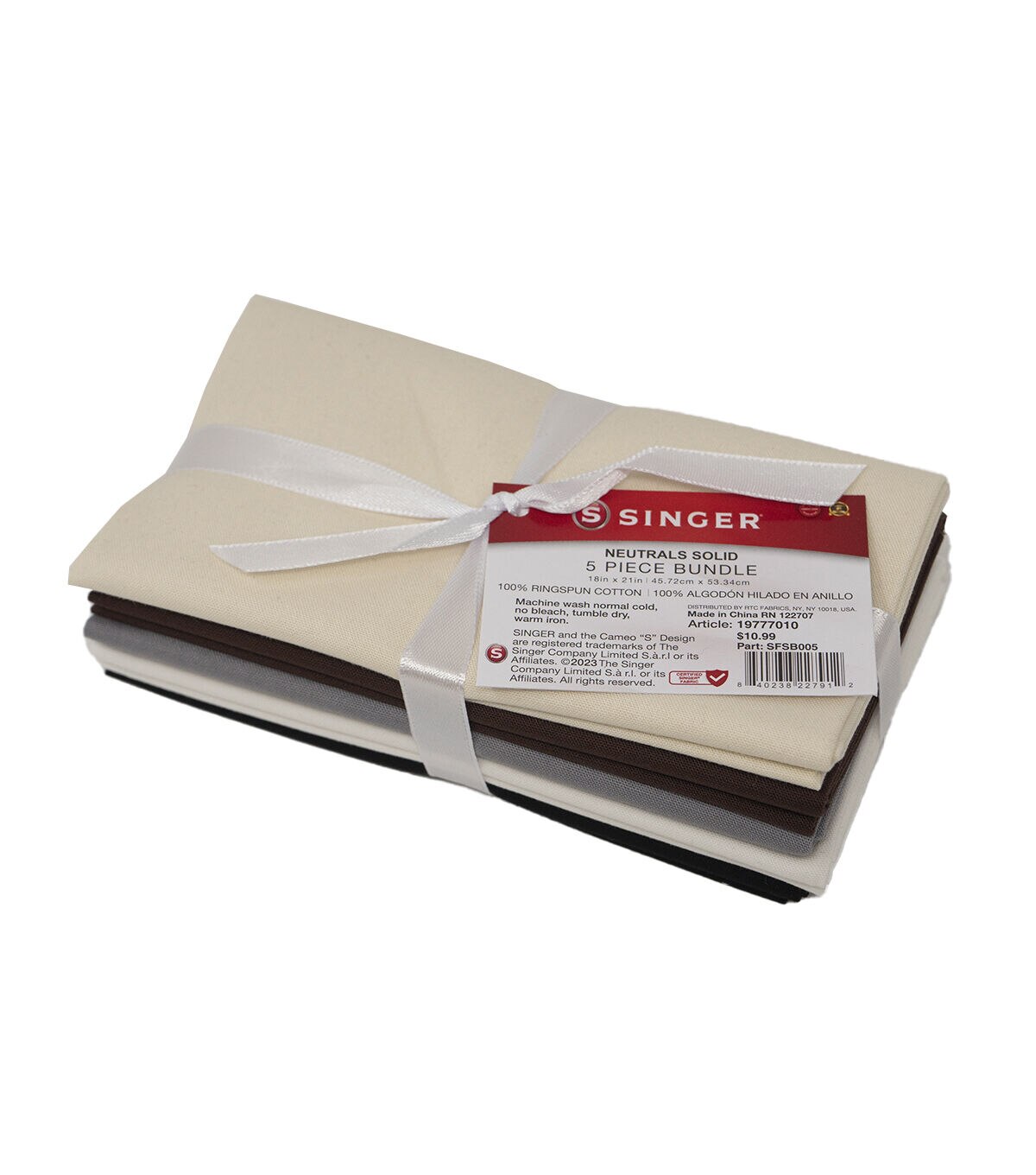 SINGER 18 x 21 Neutrals Solid Fabric Quarter Bundle 5pc