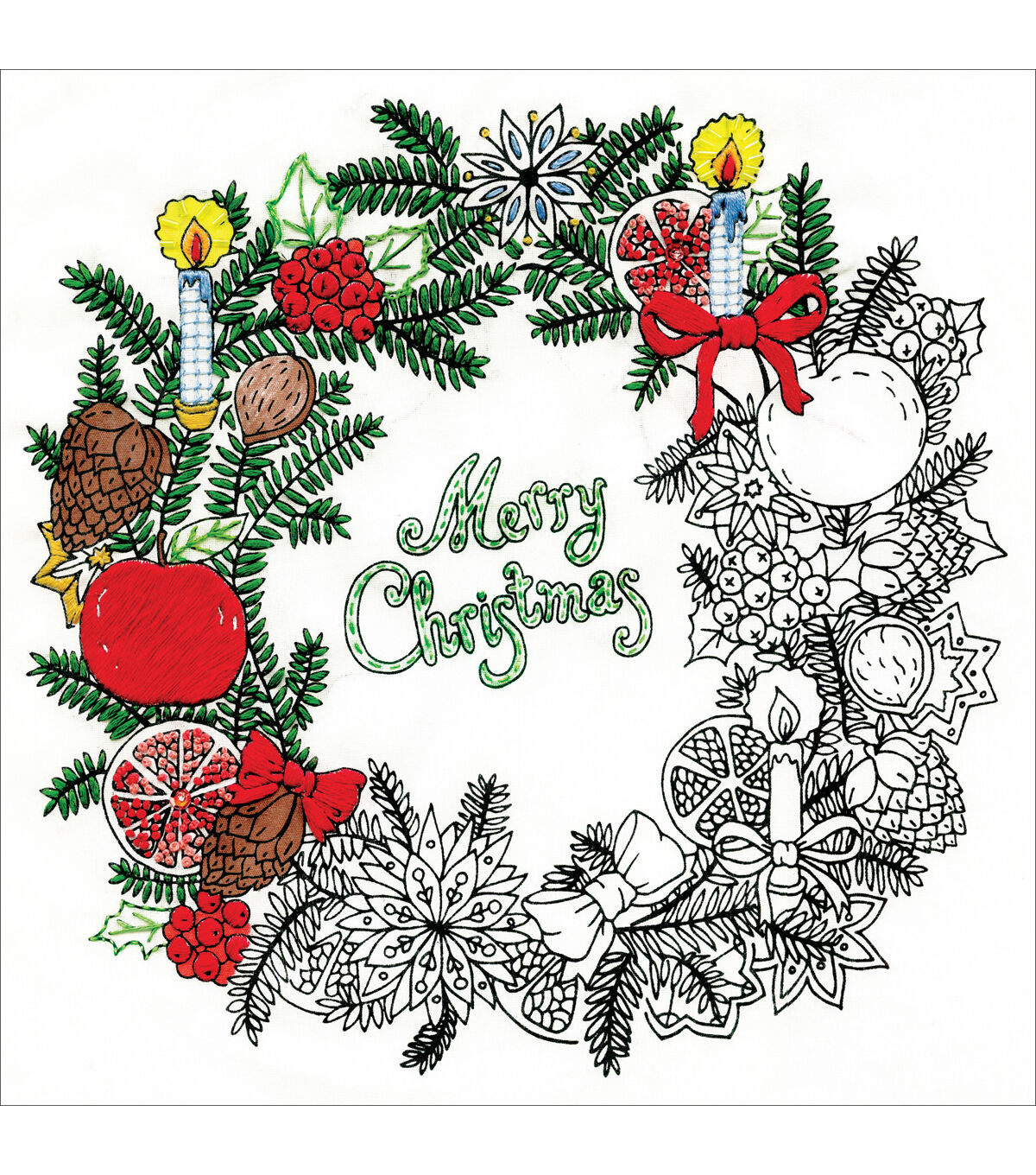 Design Works 10 Christmas Wreath Stamped Embroidery Kit