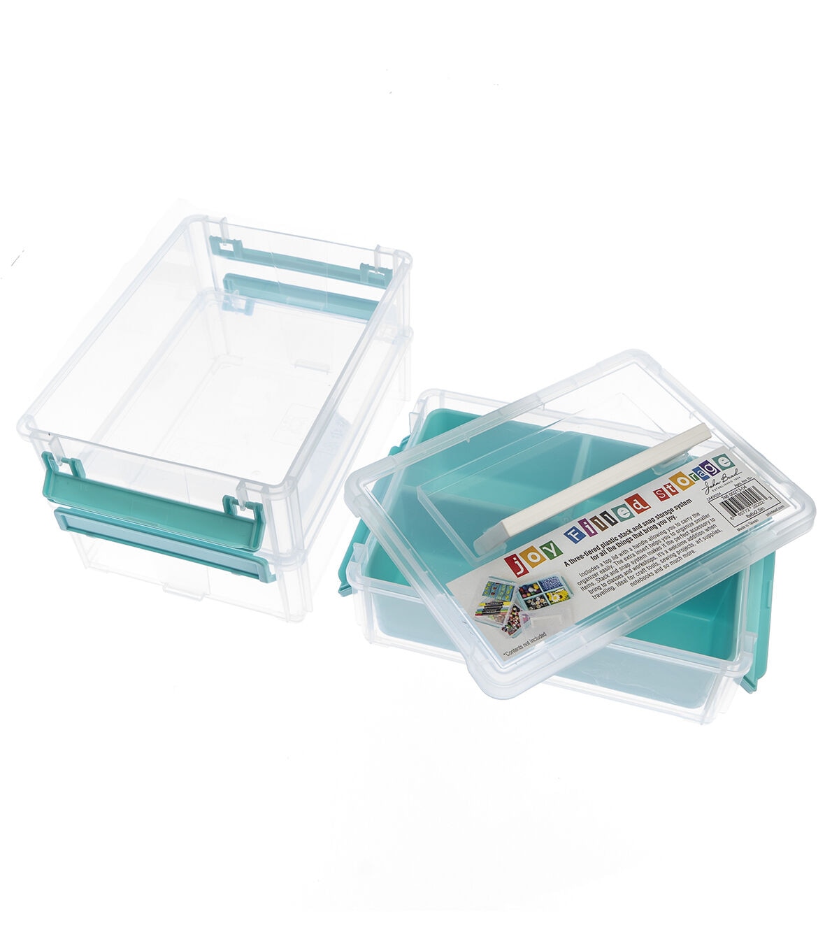 John Bead 8 x 6 Clear Joy Filled Stackable Storage Containers 3pk