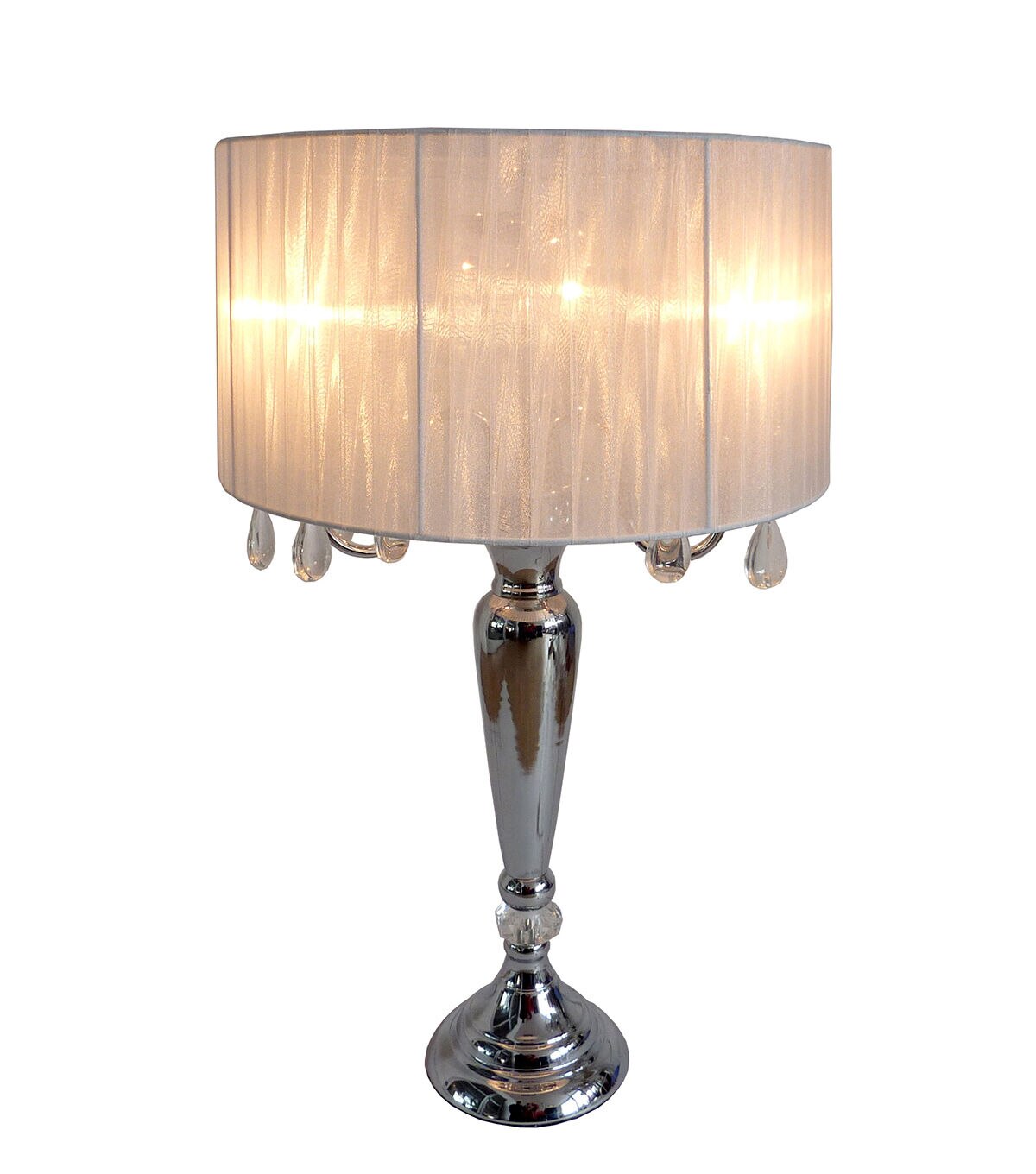 All The Rages 31 White Romantic Sheer Shade Table Lamp With Crystals