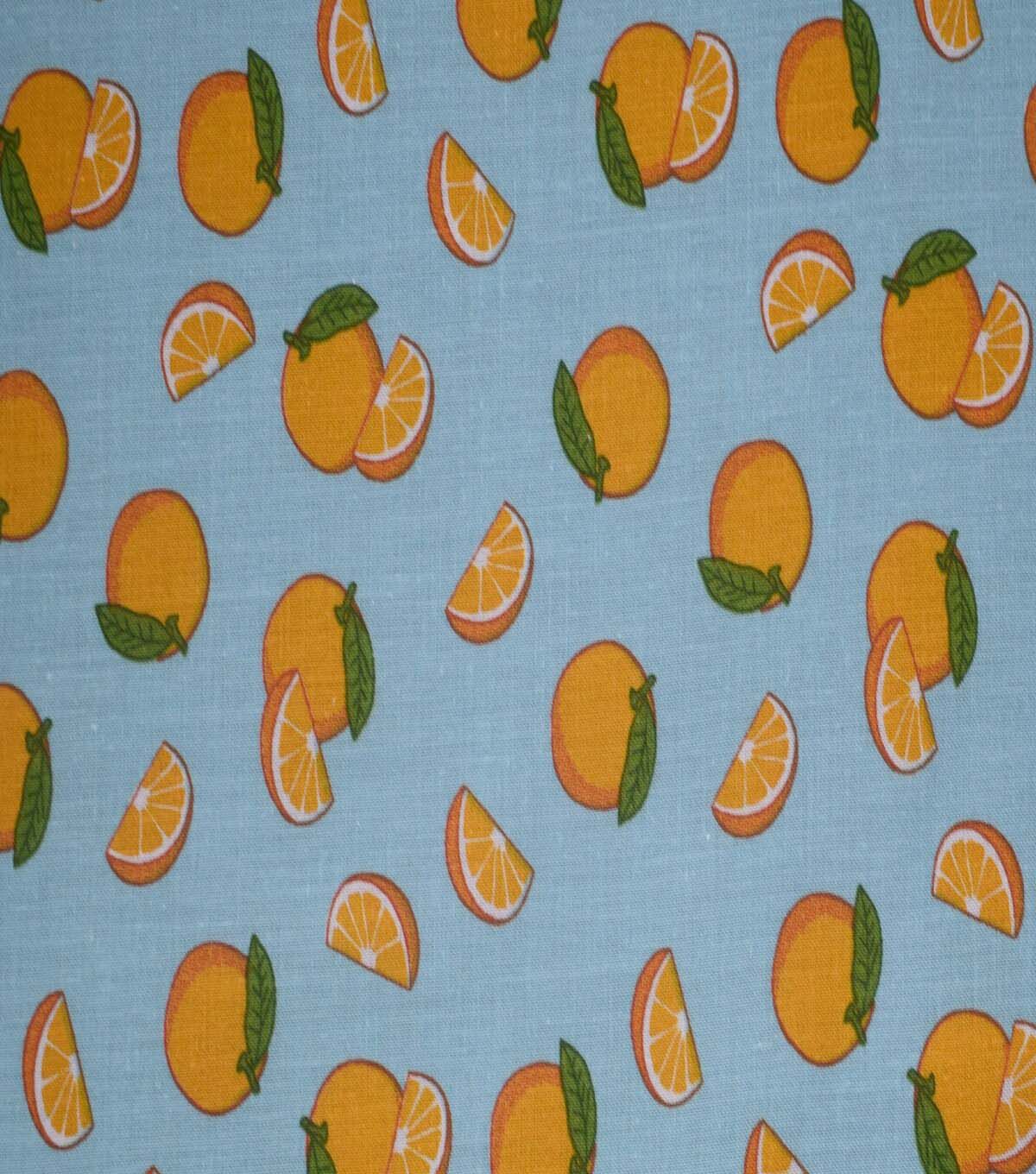 Oranges on Teal Cotton Fabric by Quilter's Showcase