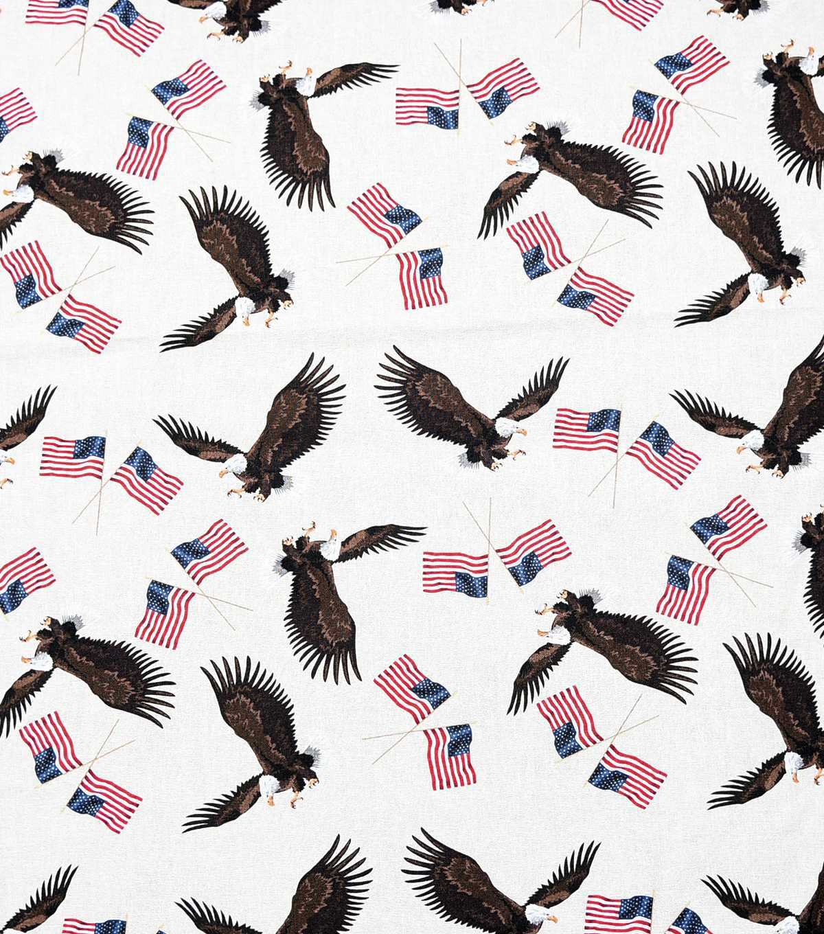 Patriotic Cream Flying Eagles & Flags Cotton Fabric