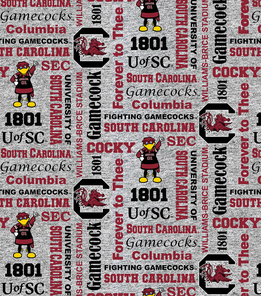 University of South Carolina Fleece Fabric Heather Verbiage