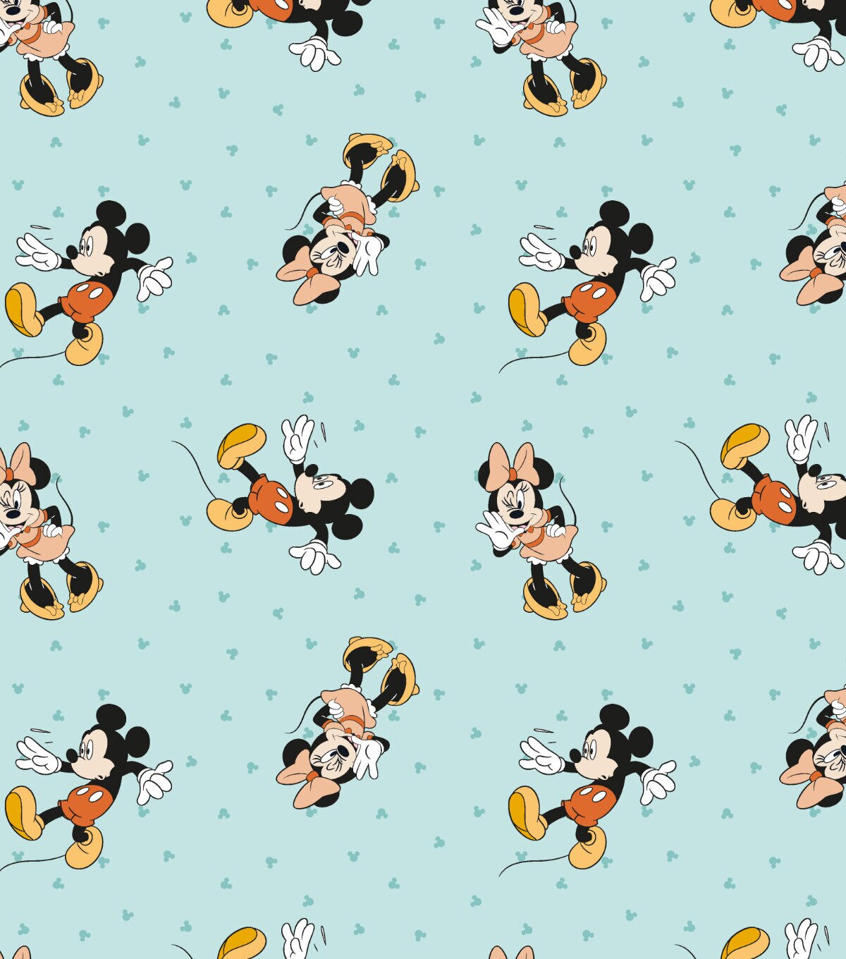 Disney Mickey & Minnie Mouse Oh Boy on Blue Cotton Fabric