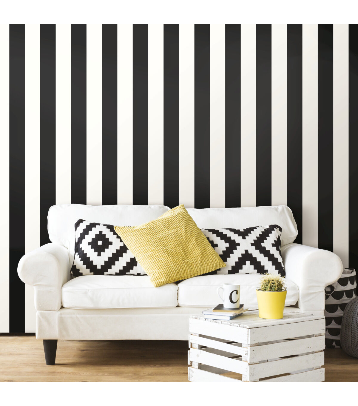 RoomMates Wallpaper Black Awning Stripe