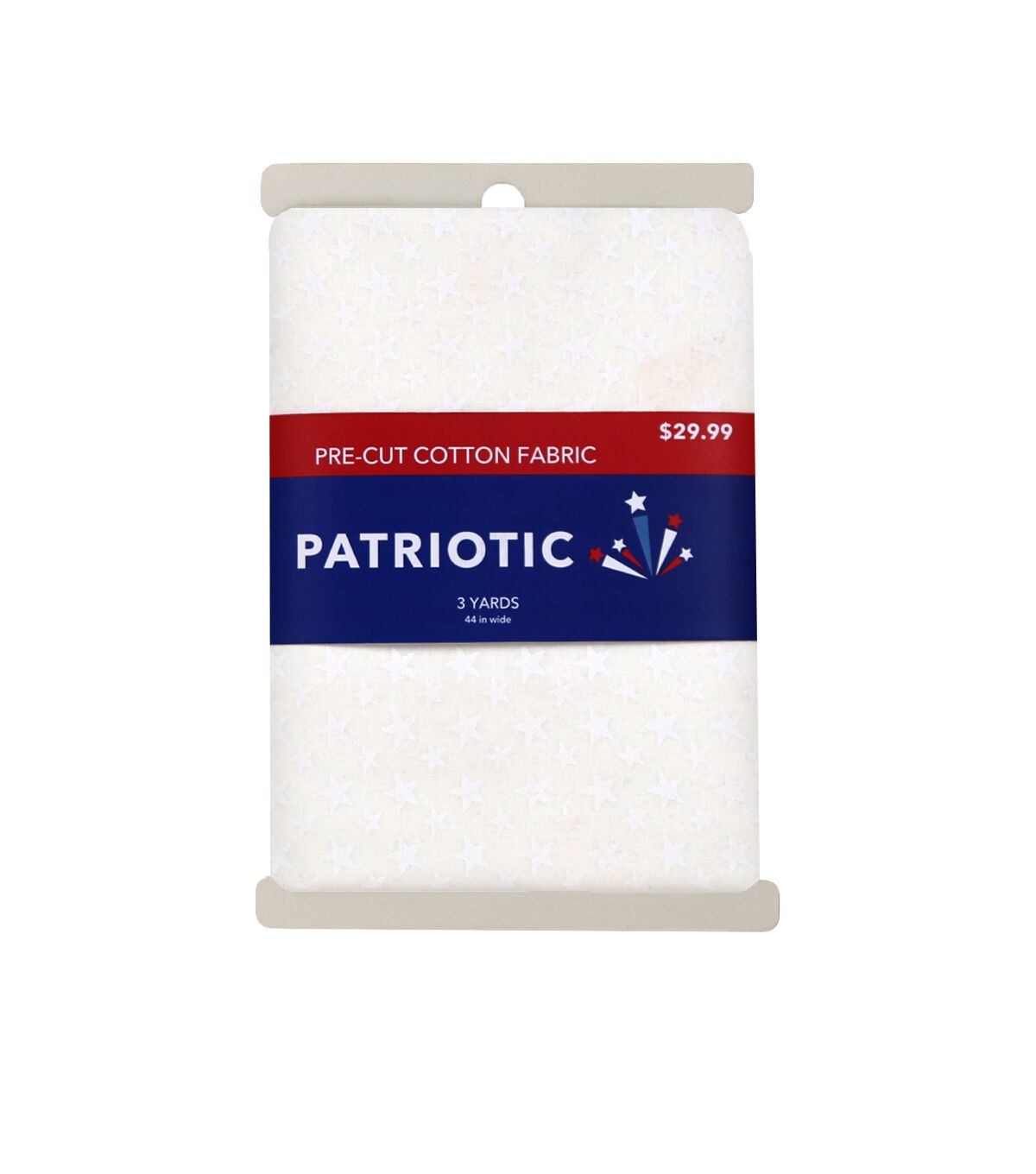White On White Stars Patriotic 3Yd Pre-Cut Cotton Fabric