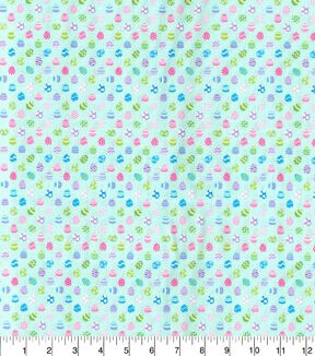 Green Patterned Eggs Easter Cotton Fabric