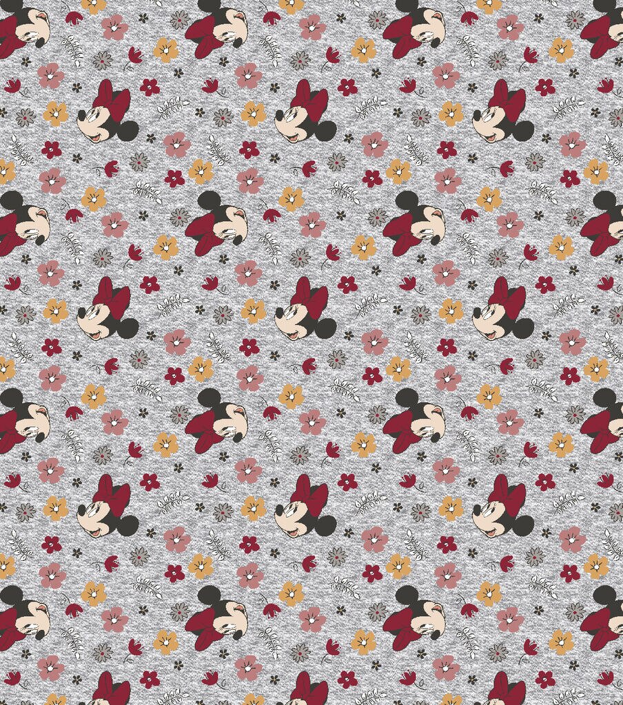 Disney Knit Fabric Minnie Floral Toss