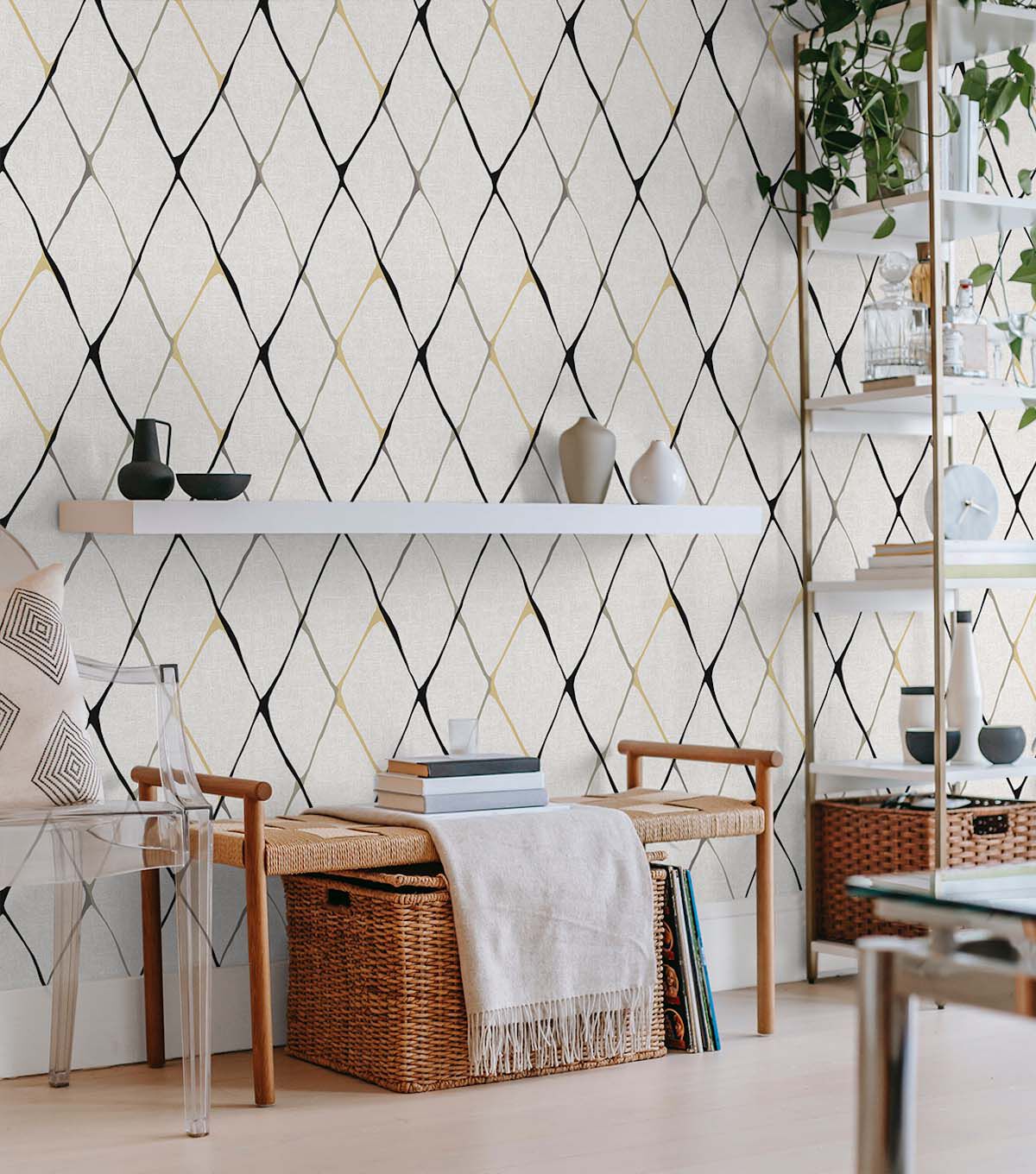 Surface Style 20.5' x 18' Graphite Diamondlike Peel & Stick Wallpaper