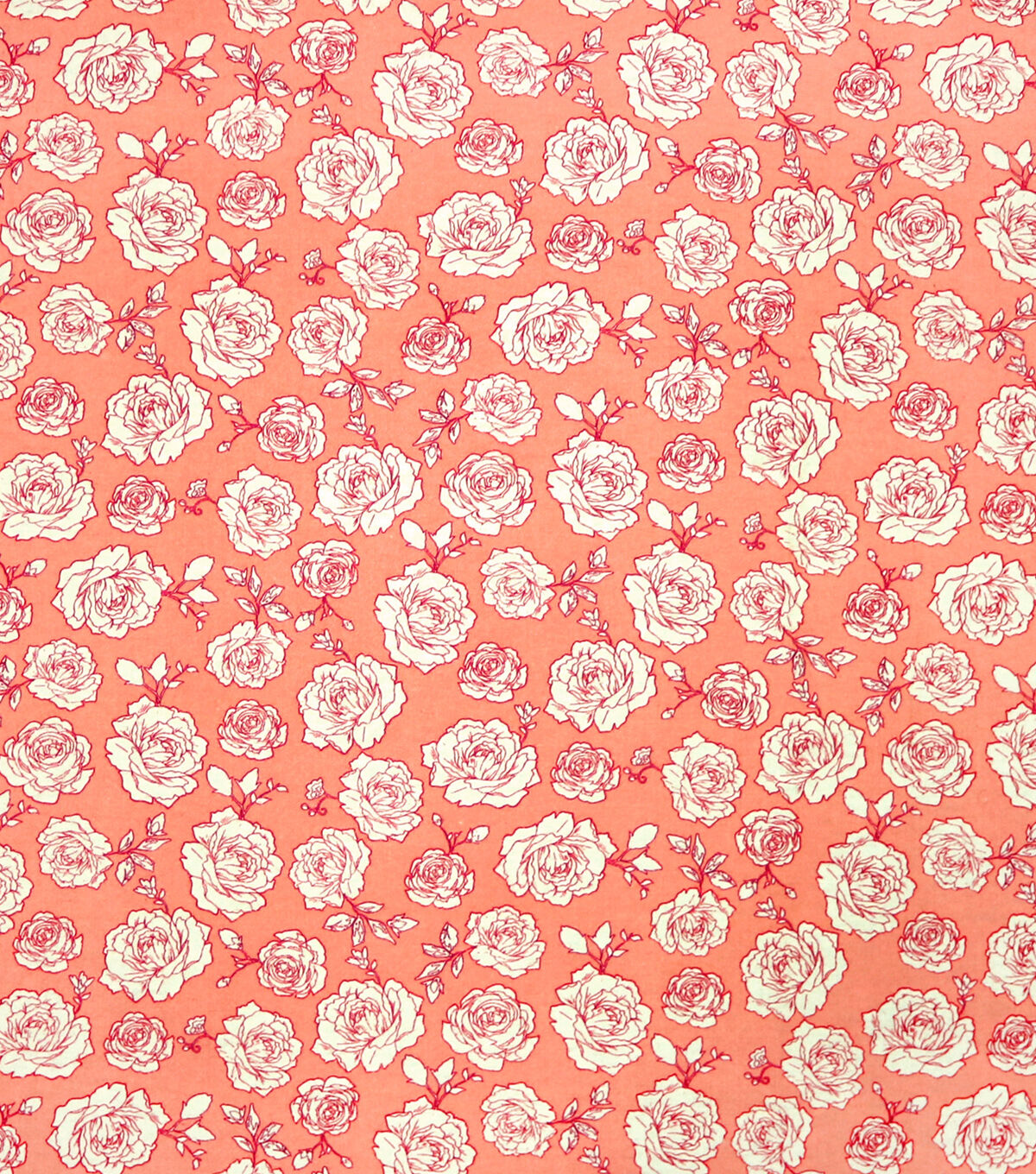 Rose On Coral Super Snuggle Flannel Fabric