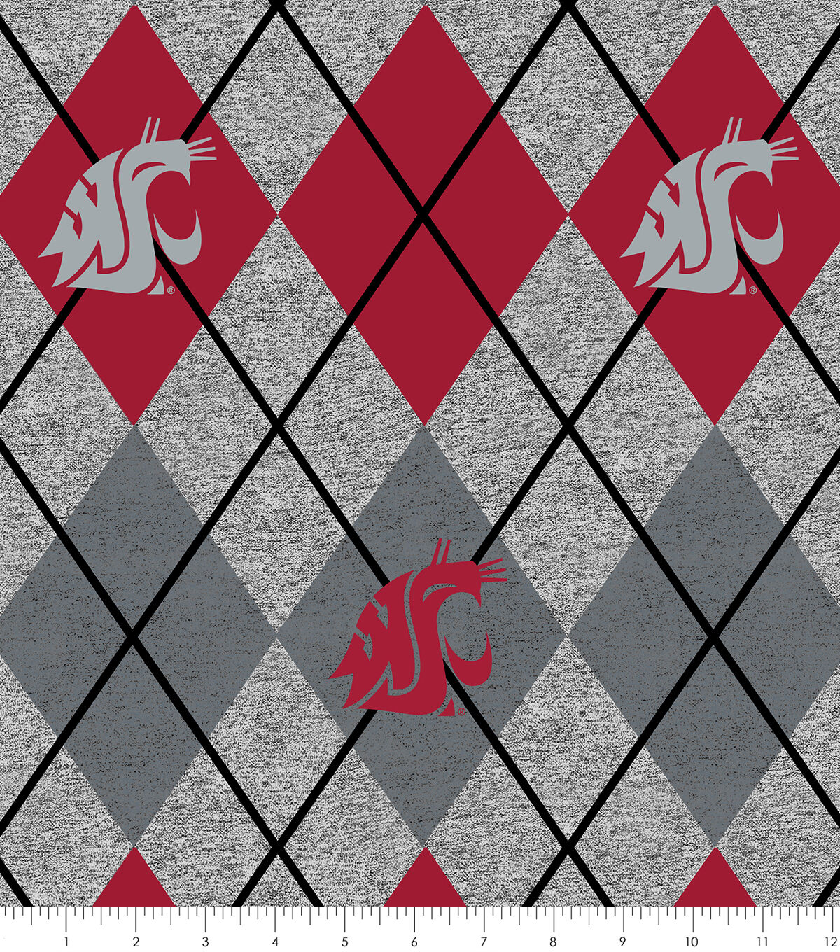 Washington State Fleece Fabric Heather Argyle