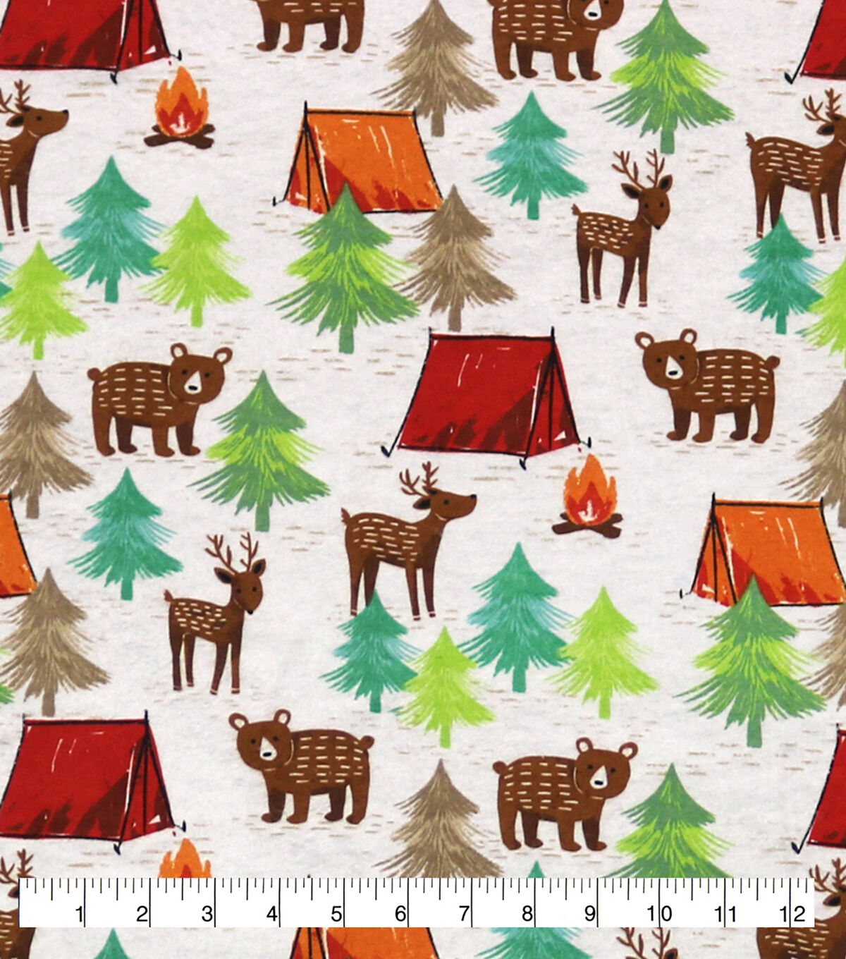 Sketched Animal Camping Super Snuggle Flannel Fabric