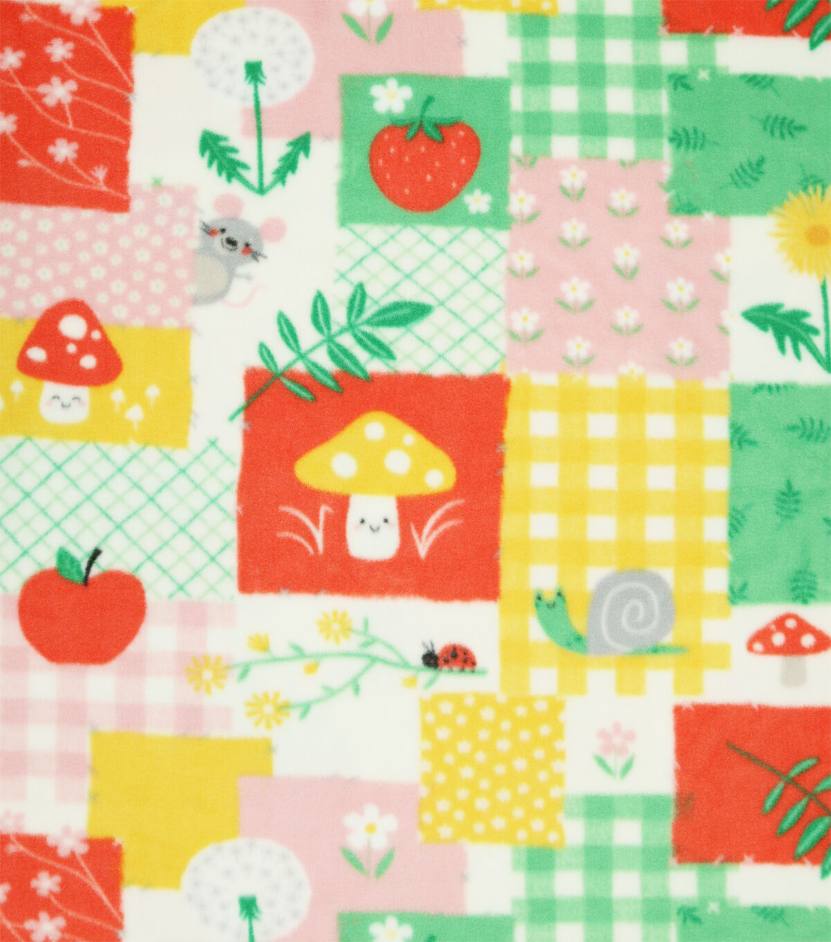 Red Spring Patchwork Anti Pill Plush Fleece Fabric by POP!