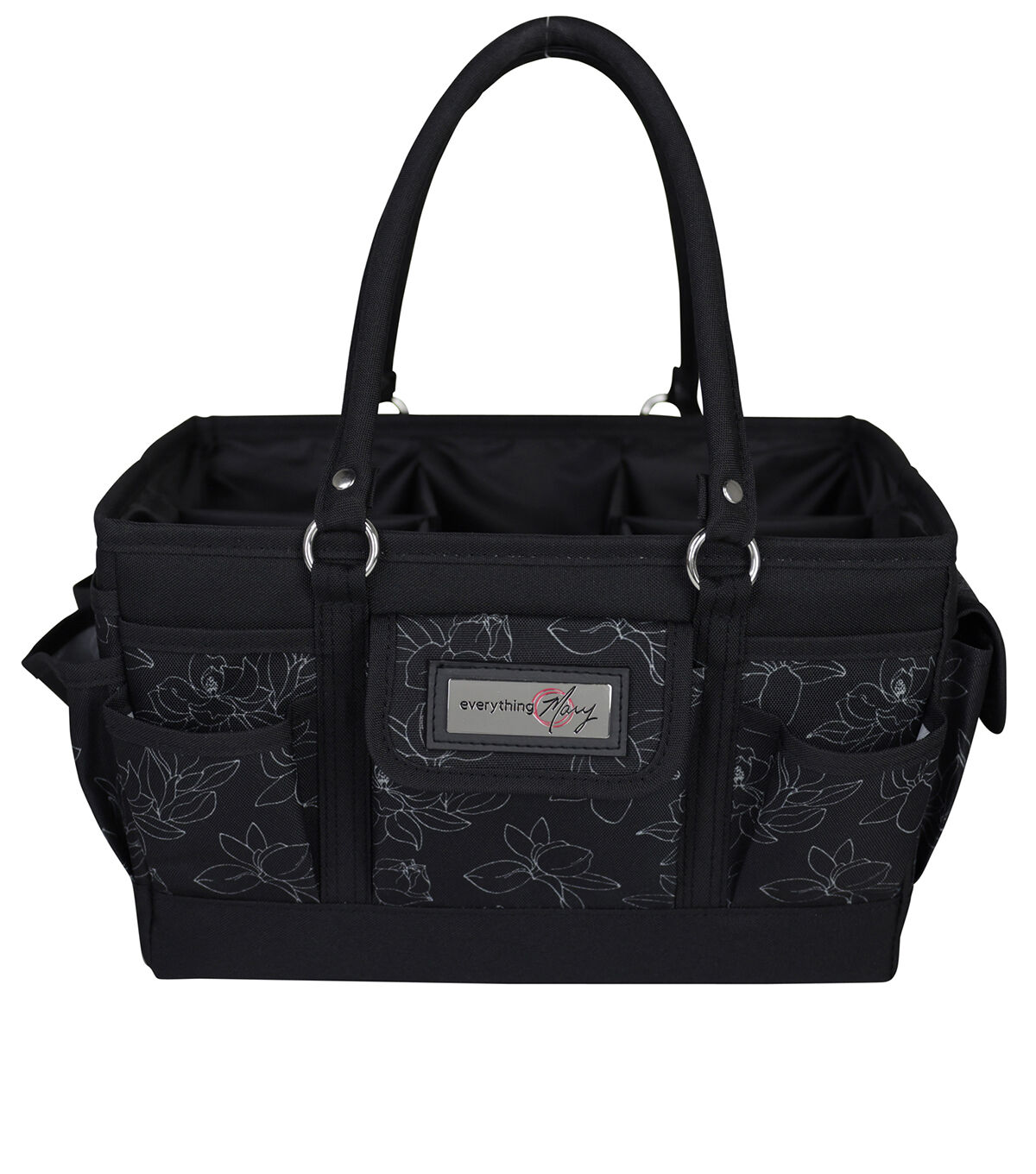 Everything Mary 12 White Floral on Black Deluxe Store & Tote