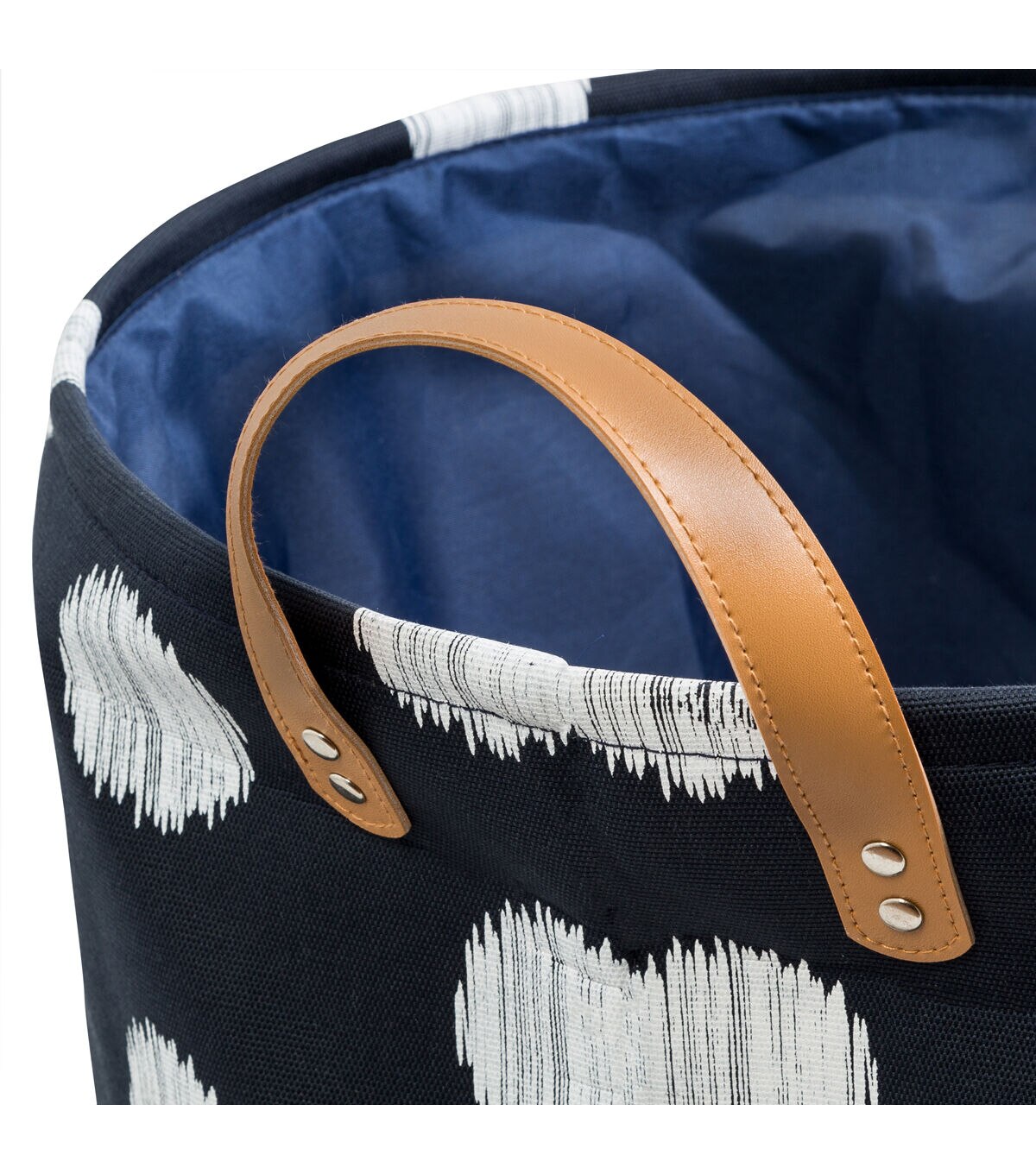 Honey Can Do 17 x 20 Navy & White Polka Dot Portable Laundry Bin