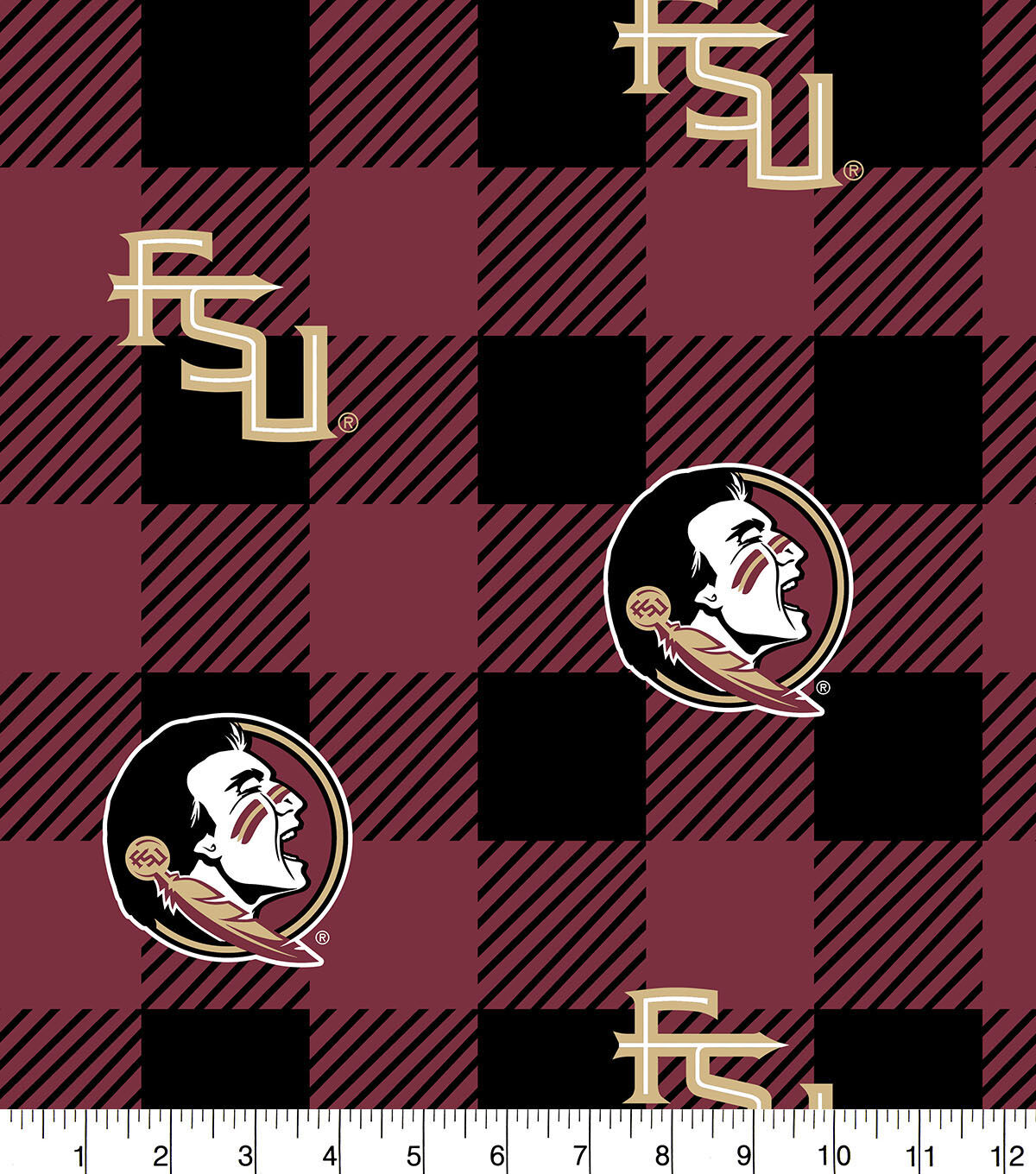 Florida State Seminoles Fleece Fabric Buffalo Check