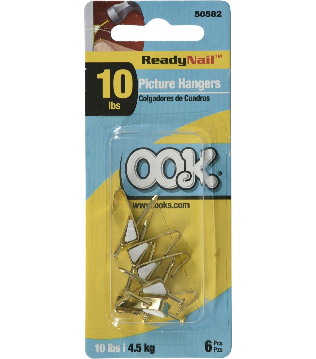 Ook 6pk Gold ReadyNail Conventional Picture Hangers