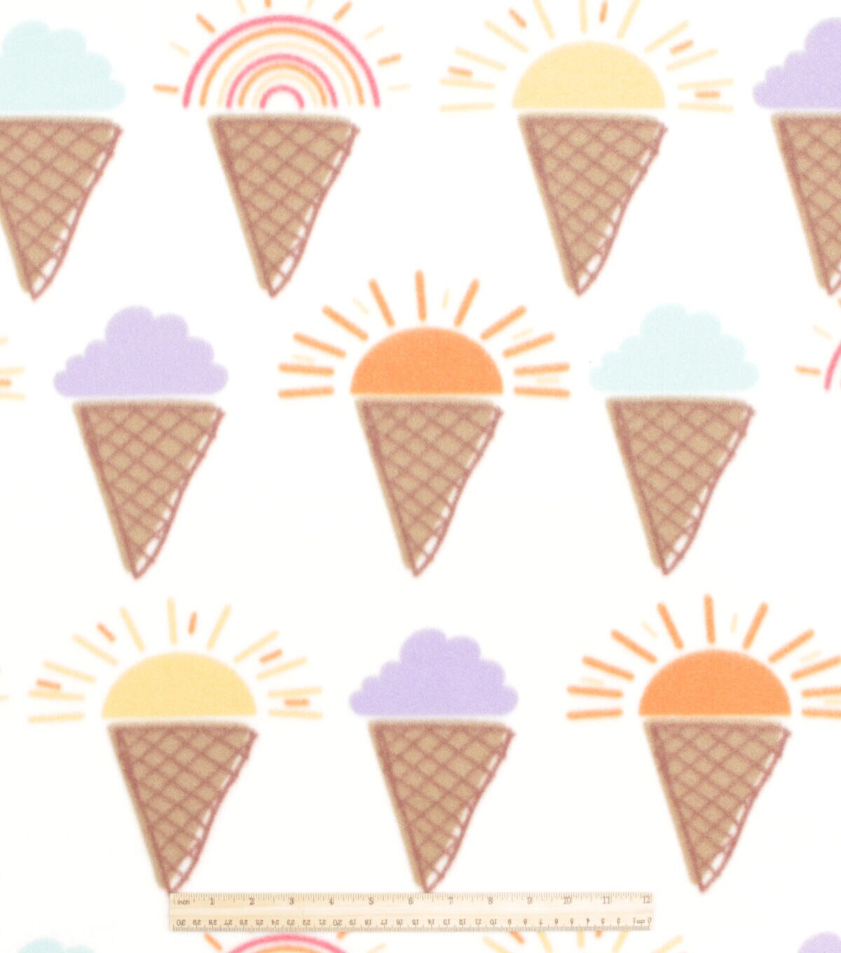 Sun Ice cream Blizzard Prints Fleece Fabric