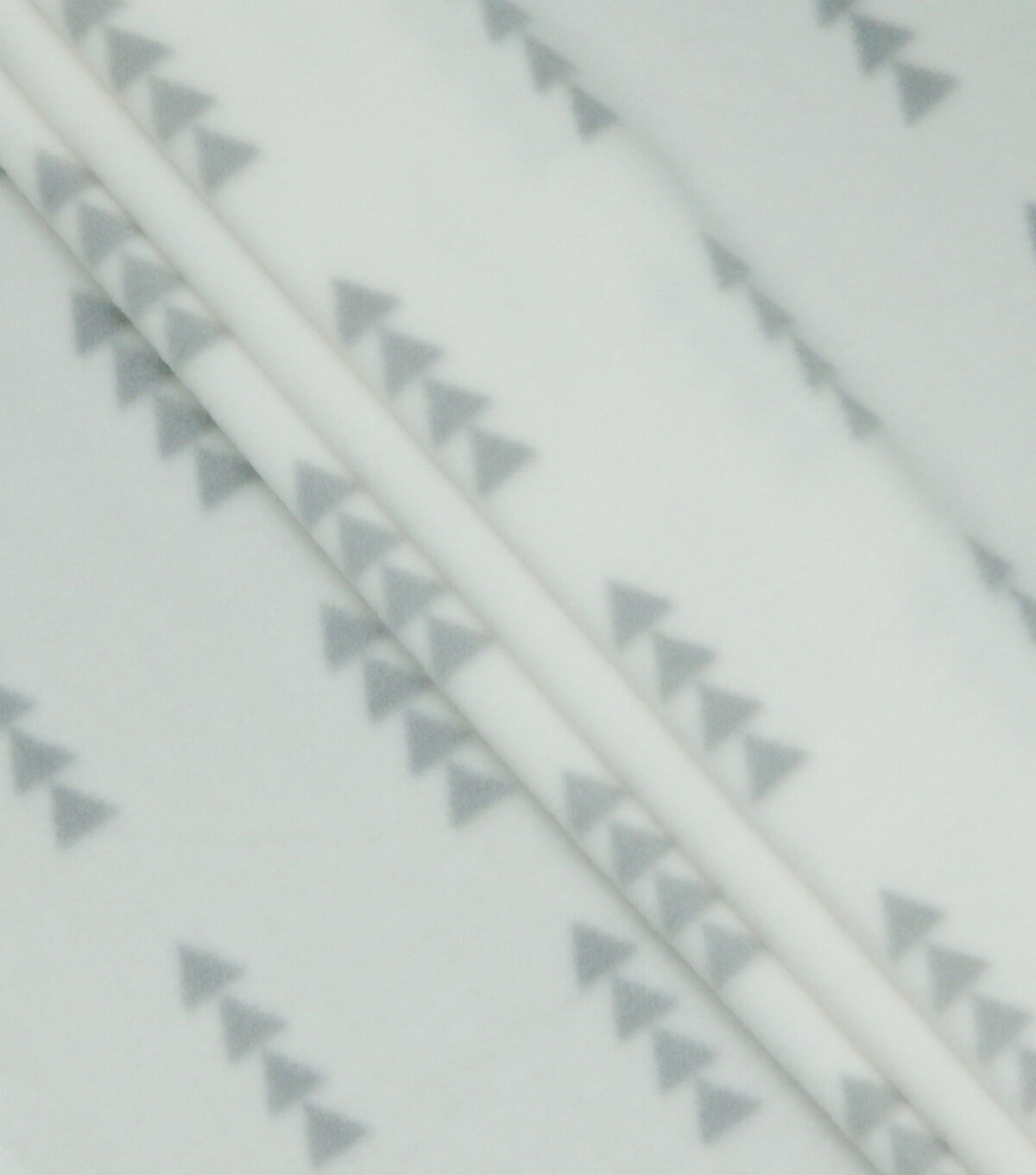 Gray Vertical Triangles on White Anti Pill Fleece Fabric