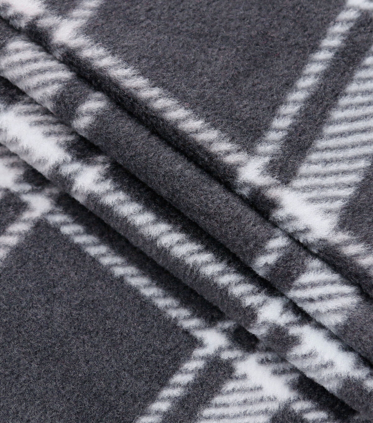 Winter Black Plaid Anti Pill Fleece Fabric