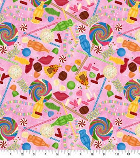 Springs Creative Sweet Tooth on Pink Novelty Cotton Fabric