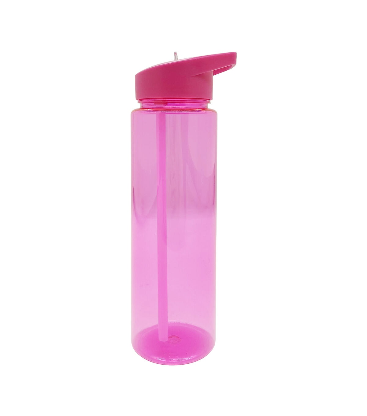 24oz Pink & Clear Fliptop Water Bottle With Straw by Happy