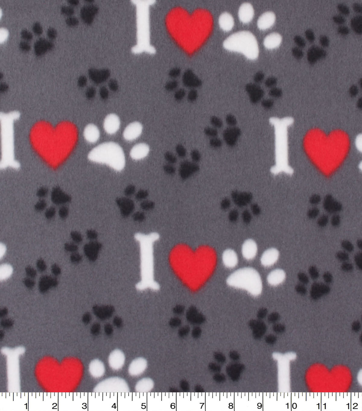 Blizzard Fleece Fabric Bones, Hearts & Paws