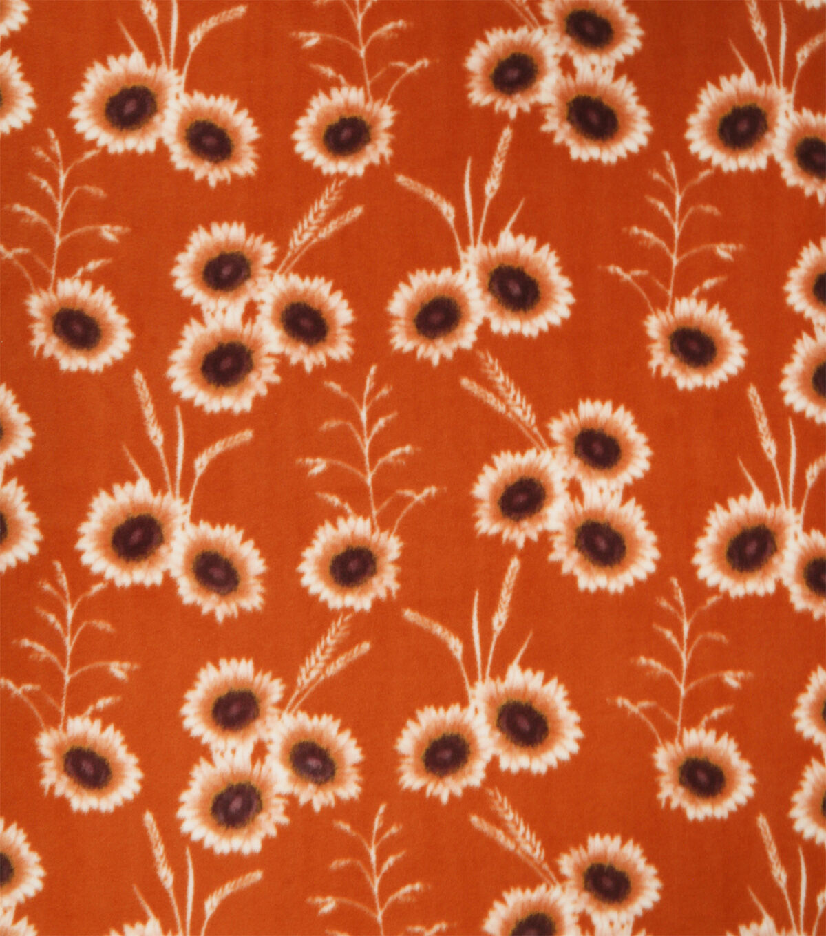 Sunflowers on Orange Anti Pill Fleece Fabric